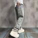Spring And Autumn American High Street Men's Pants Full Print Jacquard Loose Straight Tube Brand Versatile Jeans Trendy_mkmklike.com