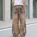 Retro Leopard And Tiger Print Patchwork Jeans High Waisted Wide Leg Slimming Floor Length Pants Men's Clothing Denim_mkmklike.com