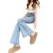 2026 Spring/Summer New Elatic Micro-flare Denim Pant For Women, Slim Fit, Stylih Deign, Wide-leg Bell-bottom_mkmklike.com