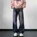 Men's American Retro Washed Distressed Flared Jeans Loose Straight Leg Casual Wide Leg Trousers Trendy Autumn Wear_mkmklike.com