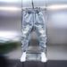 Men's Multi-Pocket Work Jeans – Loose Cuff Washed Denim Pants, Retro Utility Style With Nine-Point Harem Fit_mkmklike.com