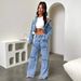 Women's Clothing Pocket Washed Straight Workwear Jeans Vintage Washed Denim Cargo Pants - Relaxed Fit Straight Leg Streetwear Jeans For Men & Women_mkmklike.com