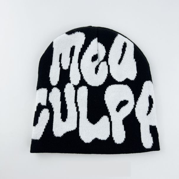 New fashion knitted hat men and women street hip-hop letter wool hat casual all-match cold hat Baotou hat ins tide_mkmklike.com