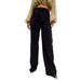Women's Wide-Leg Denim Pants - High Waist Flowy Trousers, Classic Black, Comfortable Cotton Blend For Office & Casual (Sizes 25-32)_mkmklike.com