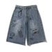 Men's Hip Hop Print High Street Retro Fashion Loose Fit Casual Cargo Short Jeans_mkmklike.com