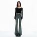 2025 American Retro|High Street Double Button|Long Pants|Extra Long|Elastic Slight Flare Jeans For Women_mkmklike.com
