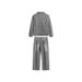Men's Hong Kong Style Patchwork Denim Jacket Distressed Washed Casual Spring Autumn Midweight Straight Leg Jeans Two Piece Set_mkmklike.com