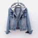 Women's Denim Jacket With Fleece Lining Style Slim Fit Hooded Coat, Casual Long Sleeve Short Crop Top For Students & Work (S-5XL)_mkmklike.com