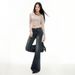 Rivet Low-waist Hot Girl Flared Jeans, 25 Autumn New American Style Elastic Versatile Slim-fit Micro-flare Denim Pants_mkmklike.com