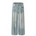 Men's Clothing Retro Niche Deconstruction Design Jeans Men And Women Loose Straight Loose Wide Leg Pants_mkmklike.com