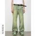 Nirben Men's Vintage American Casual Jeans, Retro Loose Flare Fit With Stitch Splicing, Fashion Versatile Denim Pants_mkmklike.com