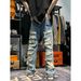 Men's Clothing Fashion Retro Heavy Industry Damage Erosion Patch Design Sense Jeans High Street Hole Cleanfit Pants_mkmklike.com