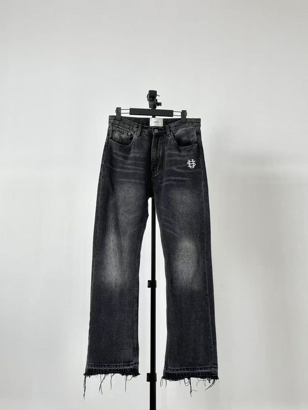 Men's Clothing, Black Tassel Jeans, 507 Style, Vintage Washed Distressed Long Jeans, 019_mkmklike.com