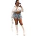 Women's Clothing Women's High-Waisted Denim Shorts Style Hand Brushed Street Fashion For Formal & Casual For Women_mkmklike.com