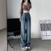 Women's White Slim Fit Straight Leg Jeans Loose Fit Flattering Drape Bestseller for Spring And Autumn_mkmklike.com