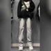 Men's Clothing Cleanfit Smoky Grey Jeans Men's Autumn Slim Straight Flared Pants Retro Vibe Casual Pants_mkmklike.com