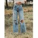 ripped Straight Jeans Standard Women's Casual Street Style Washed Denim_mkmklike.com