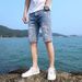 Men's Summer Thin Denim Shorts Loose Fit Straight Leg Korean Style Trendy Casual Ripped Mid-Length Clothing_mkmklike.com
