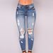 Women's Clothing High Waist Elastic Hole Jeans For Women_mkmklike.com
