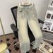 Men's Clothing Washed Yellow Mud Jeans Casual Student Men's Pants Spring And Autumn Retro Fashion Loose Distressed Beggar Pants_mkmklike.com