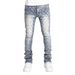 Men Denim Fashion Individualistic Straight-leg Men Trousers European And American Fashion Elastic Pearl Denim Layered Long Pants_mkmklike.com