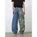 Men's Clothing Denim Camouflage Stitching Multi Pocket Scimitar Jeans Retro High Street Straight Overalls_mkmklike.com