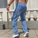 Men's Relaxed Fit Wide Leg Jeans - Trendy Distressed Denim Pants For Casual Wear (Blue Wash, High Waist, Multi-Pocket, Cotton Blend)_mkmklike.com