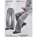 Men's High Street Jeans Trendy Sophisticated Loose Straight Leg Washed Distressed Ripped Long Pants Midweight Cotton_mkmklike.com
