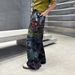 Men's Clothing Unisex Heavy Duty Faux Ripped Jeans Parisian Style American Streetwear Colorful Graffiti Wide Leg Loose Straight Leg Cotton Pants_mkmklike.com