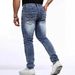 High Street Men's Jeans Nostalgic Color Embroidery Elastic Slim Small Straight Casual Men's Trousers_mkmklike.com