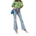 Women's Clothing Elastic Double Button Washed Women's Stretch Flared Jeans With Double Buttons - Vintage Washed Denim Pants For Office & Casual Wear_mkmklike.com