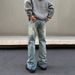 Men's Clothing Washed Blue Cleanfit Jeans For Men Men's Vintage Washed Blue Cleanfit Jeans Straight Leg Retro Denim Pants For Casual Wear_mkmklike.com