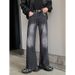 Nordmann Men's Flared Jeans American Retro Gradient Black Gray Spring Autumn Trendy Loose Straight Casual Pants_mkmklike.com