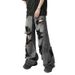 Men's Black & Gray Distressed Jeans - Summer Thin Washed Cotton High Street Vibe Baggy Cargo Pants With Slight Flare_mkmklike.com