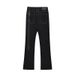 Men's Clothing Retro Ribbon Slim Fit Flared Jeans High Street Slim Straight Solid Color Floor Length Trousers_mkmklike.com