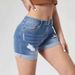 Women's Clothing High-Waisted Denim Shorts Ripped And Cuffed High Elastic Trendy Hot Pants European And American Style_mkmklike.com
