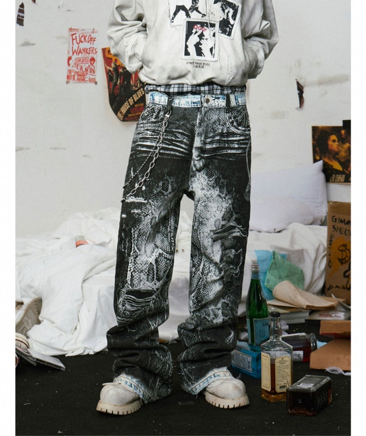 Men's Clothing Same Original Design Digital Printing 3D Printing Pants Chain Printing Straight Jeans_mkmklike.com