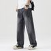 Small Niche Design Splicing Wide Leg Jeans Men # Fashion High Street 2025 Spring New Product Trendy Brand Long Pants For_mkmklike.com