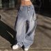 Women's High Waist Wide Leg Jeans - Relaxed Fit Straight Denim Pants With Pockets, Cotton Blend Casual Streetwear For Ladies_mkmklike.com