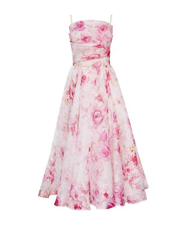 Women's Strapless Sleeveless Printed Hem Dress New Style_mkmklike.com