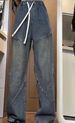 American Retro Blue Old Jeans Men's Autumn Pleated Design Sense High Waist Thin Straight Slightly Pulled Pants_mkmklike.com