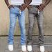 Men's Clothing New Men's Straight Jeans, Fashion Elastic Patch Denim Stacked Pants_mkmklike.com