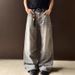 Y2K Vintage Washed Distressed High Street Cleanfit Jeans For Men - Relaxed Wide Leg Straight Denim Pants With Baggy Fit And Long Length (Gray, S-XXXL)_mkmklike.com