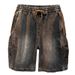 Men's Blue Denim Shorts Mid-Length Elastic Waist Wide Leg Casual Five Point Pants Retro Style For Summer_mkmklike.com