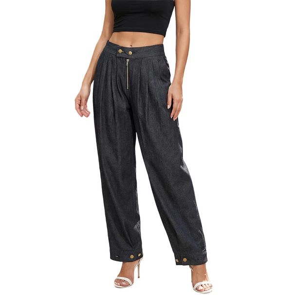 K Women's New High Waisted Zipper Leg Tied Jeans, Loose Casual Retro Pants_mkmklike.com