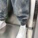 Men's Distressed Slim-Fit Cuffed Jeans – Vintage Washed Denim Pants With Rip Details & Drawstring Waist For Streetwear Style_mkmklike.com
