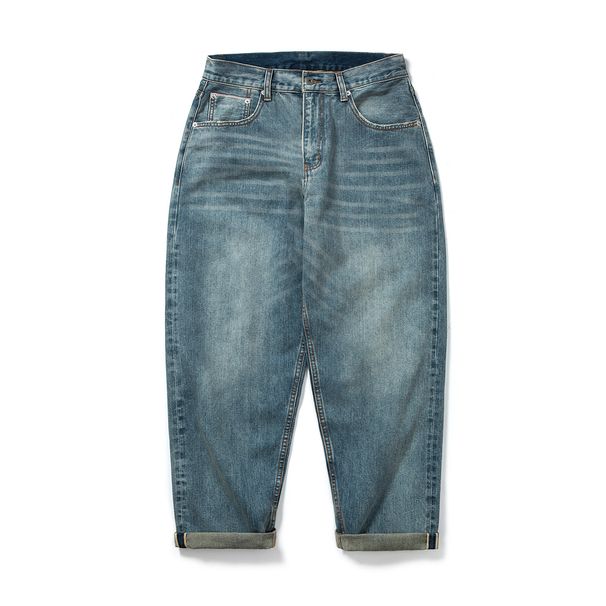 Men's Clothing Men's Wear | 25SS Japanese Style Loose Fit Deep Crotch Heavy Wash Straight Leg Selvedge Denim Basic Men's Jeans_mkmklike.com