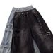 American Retro Workwear Wide-Leg Jeans Autumn Winter High Street Design Loose Slimming High-Waist Straight Pants_mkmklike.com