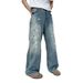 Men's Clothing Unisex Trendy Casual Straight Leg Denim Trousers Retro Graffiti Inkjet Versatile Simple Design_mkmklike.com