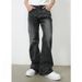 Men's Clothing Denim Vibe Lightning Cracked Black And Gray Jeans Cleanfit Flared Slim Pants_mkmklike.com